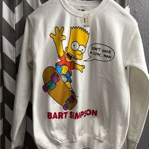 The Simpsons BART Simpson Aeropostle white long sleeve sweat shirt NWT SMALL